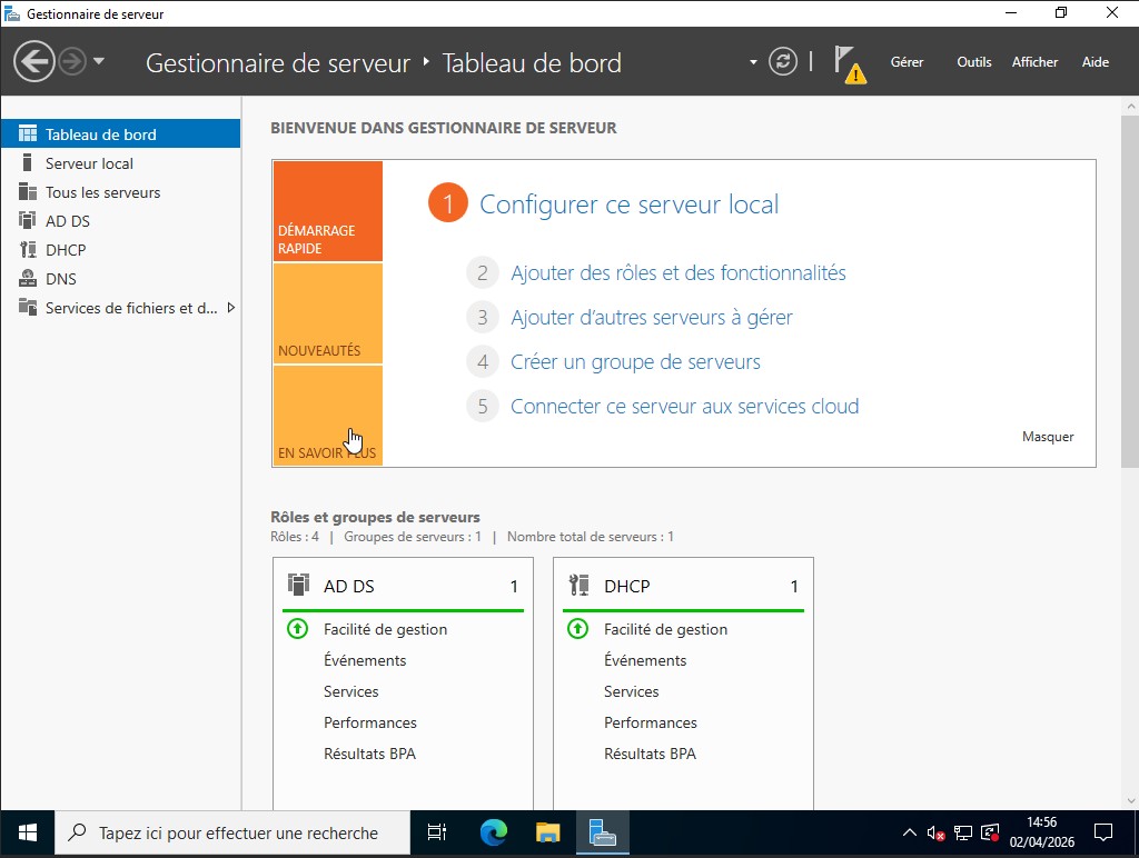 Capture du serveur Active Directory