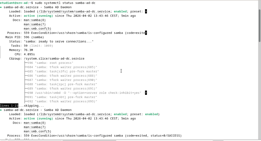 Terminal Linux et configuration Samba4